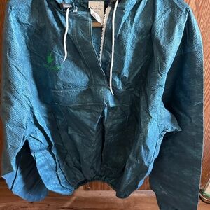 Teal Green Lightweight Hooded Pullover Jacket - Women